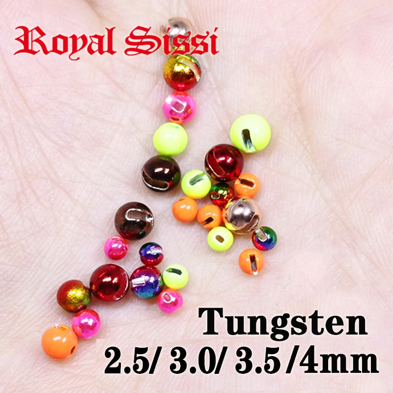 Royal Sissi-Cuentas de tungsteno ranuradas para atado de moscas, plantilla de hundimiento rápido, materiales de atado de moscas, ninfa, 100/2,5, 5/4mm, 3/3 unidades