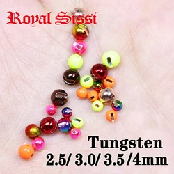 Royal Sissi-Cuentas de tungsteno ranuradas para atado de moscas, plantilla de hundimiento rápido, materiales de atado de moscas, ninfa, 100/2,5, 5/4mm, 3/3 unidades