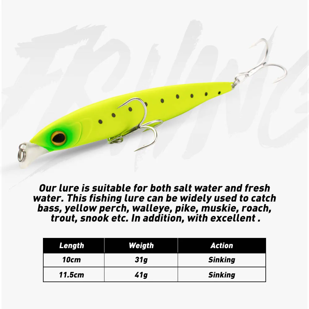 Señuelo de pesca Testar, 100mm, 31g, 115mm, 41g, cebo de pececillo hundido de fundición larga, Jerkbait láser suspendido Artificial para Lucio - imagen 2