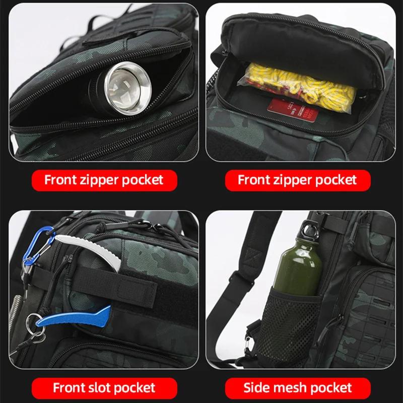 Mochila de pesca táctica, caja grande para peces, accesorios, almacenamiento de caña, bolso de hombro, bolsa multifuncional para acampar y escalar al aire libre - imagen 5