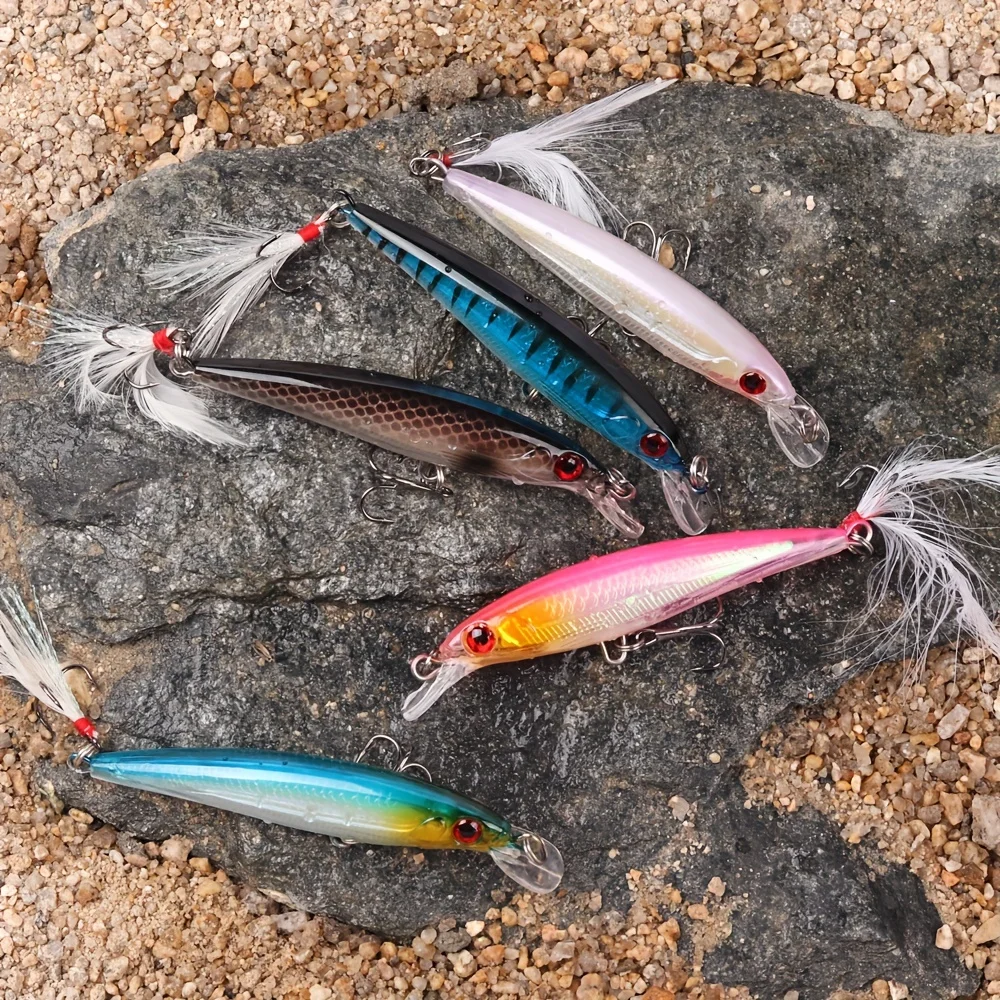 Señuelo de pesca de arrastre Wobbler de 5 piezas, 9Cm, 6,5g, de hundimiento lento Crankbait de piscardo, perfecto para pesca de lubina y Lucio - imagen 4