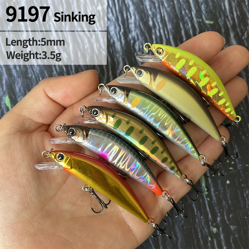 Mini señuelos de pececillo que se hunden, cebo duro Artificial para agua salada, Wobblers para carpa, equipo de Pesca de plástico Swimbait, 55mm, 3,5g