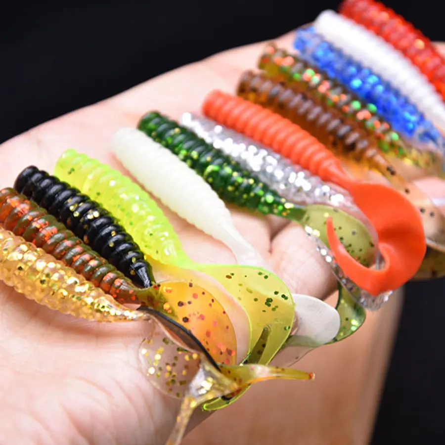 JYJ-señuelo de pesca de 6cm y 1,5g, cebos de gusano, gusanos de sílice suave, gusanos artificiales, cebos de tornillo - imagen 5