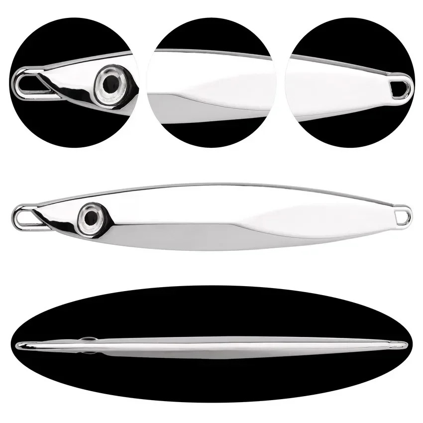 Señuelo de pesca con plantilla de Metal fundido, 5 unidades, 60-100g, cebo biónico Artificial duro para atún, lubina, agua salada, aparejos de pesca de Jigging lento - imagen 5