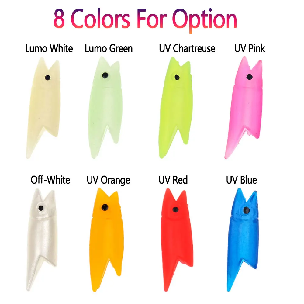 Bimoo-señuelo de Pesca de Mar, cabeza de pez de silicona luminosa de 2cm y 3cm, Material de aparejo Sabiki DIY, 100 unidades - imagen 3