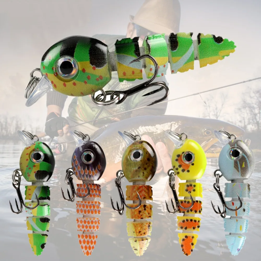 Mini señuelo de pesca de renacuajo multiarticulado, Swimbait duro, Swimbait multiarticulado, cebo Wobbler segmentado de 55MM - imagen 4