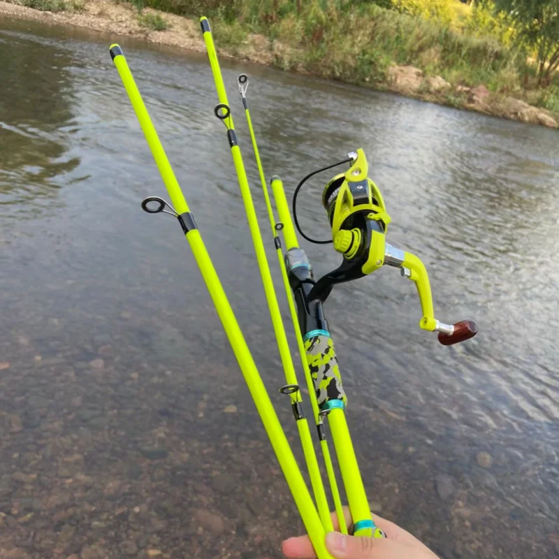 Combo de carrete de caña de pescar Baitcasting, caña de pescar de carbono de 4/5 secciones y rueda de relación de engranaje 5,2: 1, arrastre máximo de 8KG para pesca de carpa lubina - imagen 3