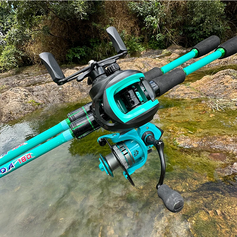 Caña de pescar para viaje, surf, Baitcasting, Combo de carrete giratorio suave, arrastre máximo de 8KG, señuelo de carbono súper ligero, 1,8/2,1 m - imagen 2