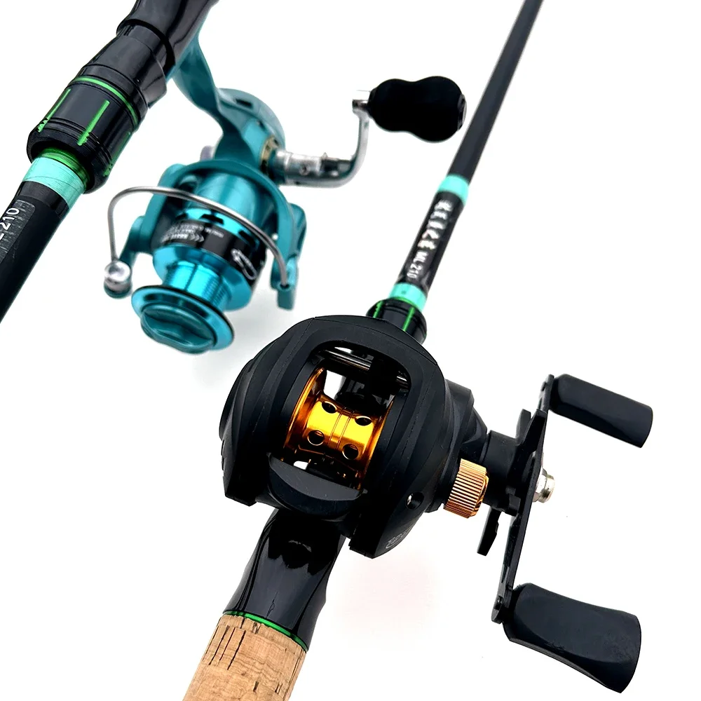 Combo de caña y carrete de pesca Baitcasting, 1,8 M, 2,1 M, 4/5 secciones, caña giratoria de carbono, señuelo, juegos de pesca, peso de cebo 3,5-14g - imagen 3