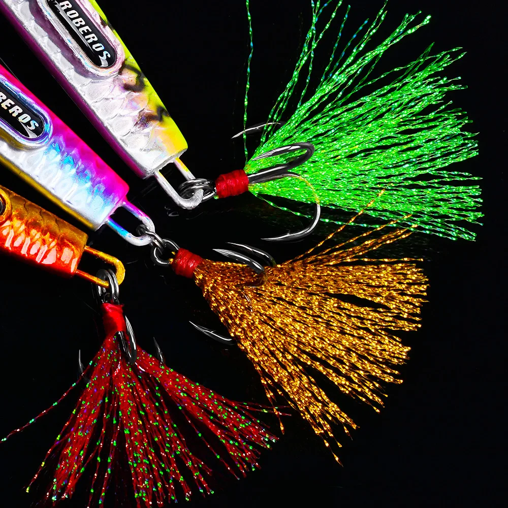 10 Uds. Anzuelo de pesca triple tamaño 2 # 4 # 6 #   Con pluma para pececillos, señuelos de pesca con mosca, Crankbaits, anzuelo afilado anular con púas - imagen 5