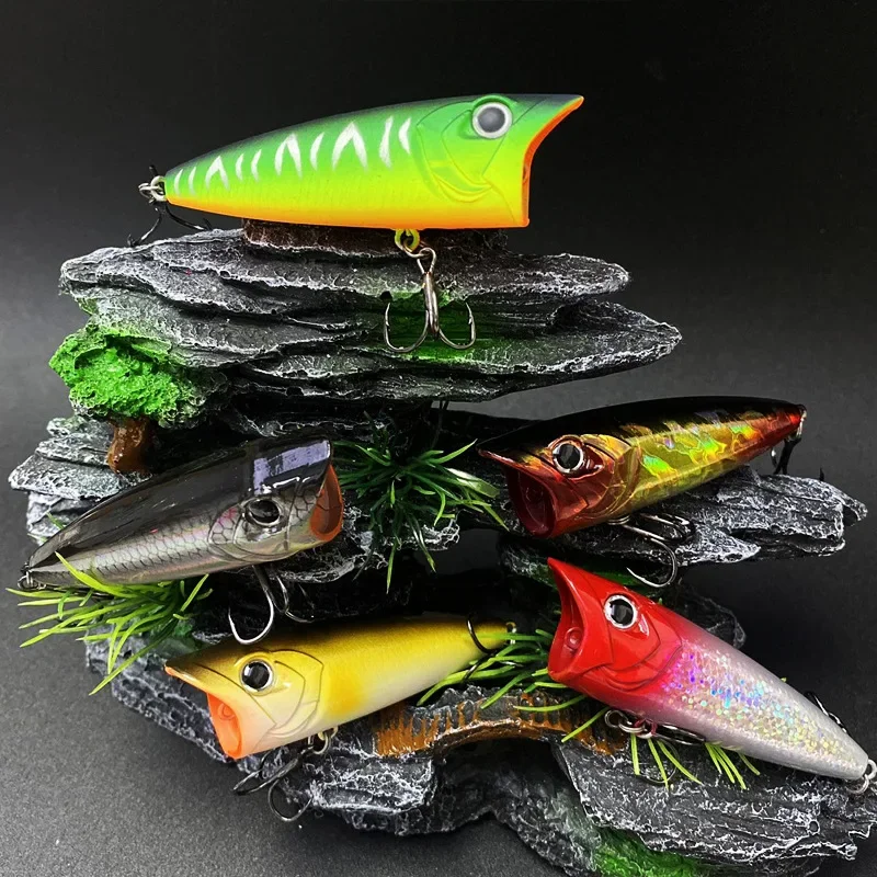 Señuelos de pesca Popper de superficie de 70mm y 12,4g, cebo Artificial de fundición larga, lápiz Topwater, Swimbait Wobblers para equipo de perca de Lucio - imagen 5