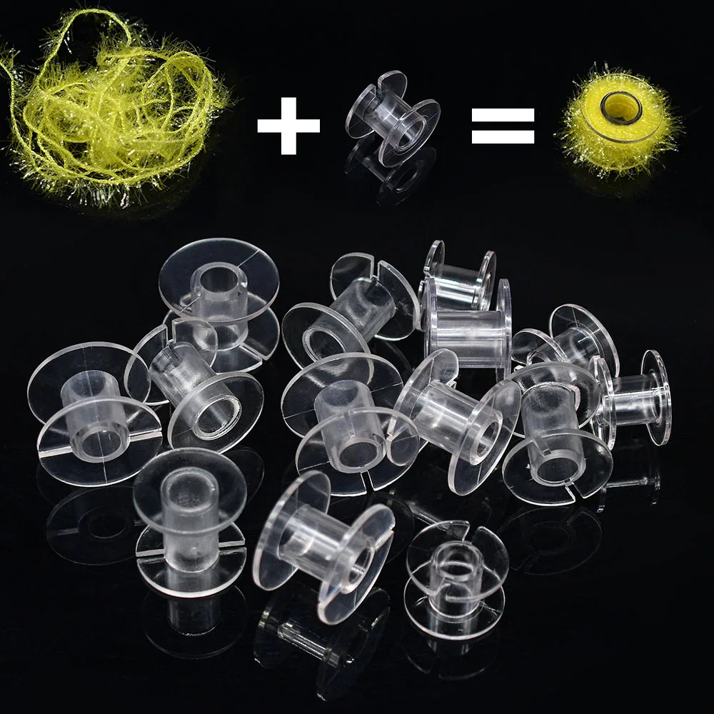 Bobinas vacías transparentes para máquina de coser, carretes de plástico transparente para pesca de moscas, herramientas de envoltura de Material, 10 Uds. - imagen 5