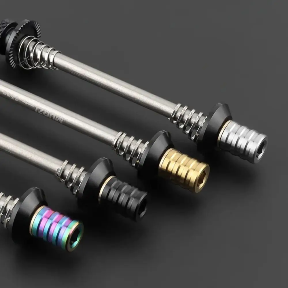 Brochetas de liberación rápida ultraligeras de 74mm/85mm/100mm, palanca de liberación rápida para bicicleta de 130-135mm, brochetas de acero antirrobo MUQZI - imagen 3