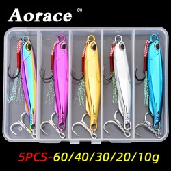 Aorace-cuchara de plantilla fundida de Metal, 5 uds., 20/40/60g, fundición a tierra, Jigging, pez, lubina, señuelo de pesca, cebo Artificial, caja de aparejos