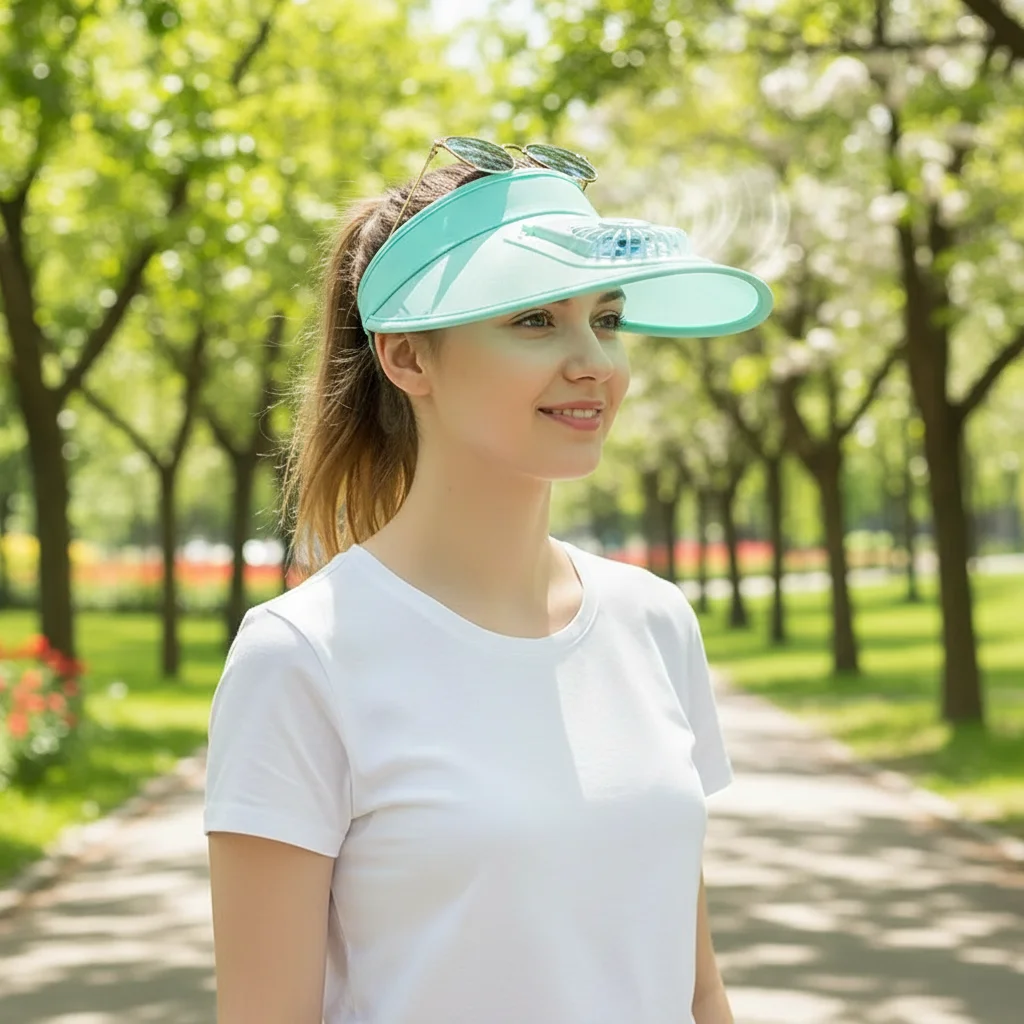 Sombrero ventilador recargable para pesca – Ala ancha UV - imagen 4