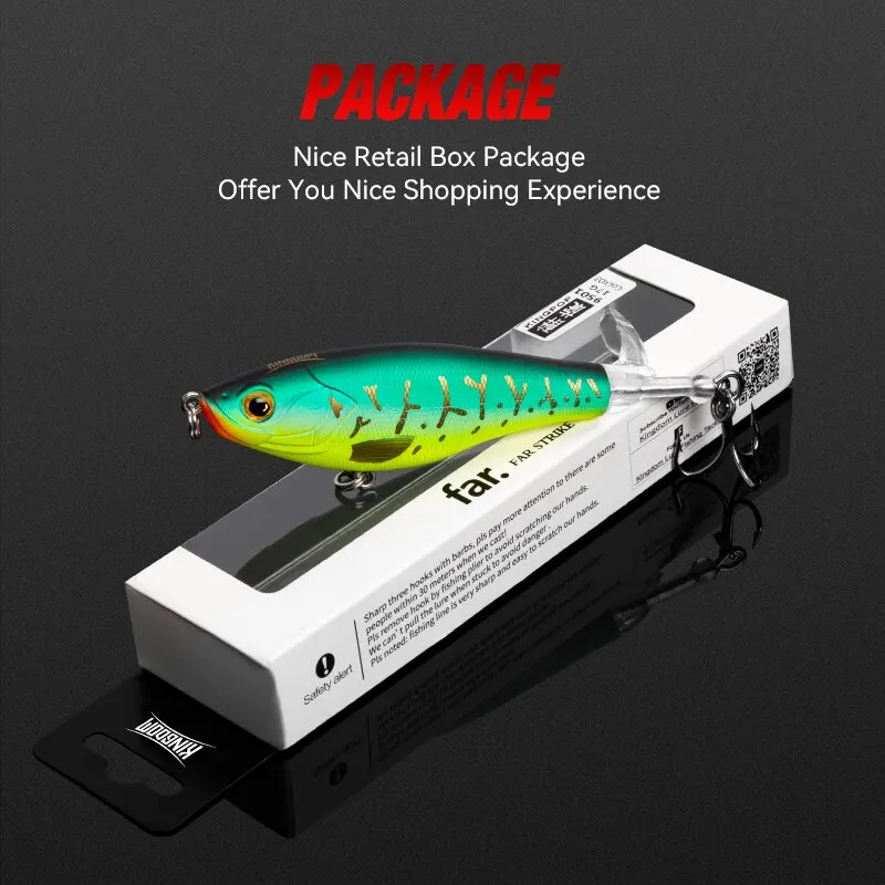 Kingdom Topwater hélice lápiz cebo Popper Whopper Plopper 90mm 11g 110mm 17g Wobblers artificiales para lubina señuelos duros - imagen 5