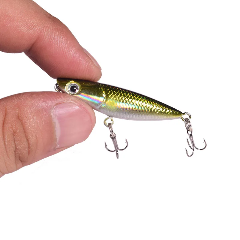 Mini lápiz señuelos de pesca, top water wobblers, señuelos artificiales duros con anzuelos para minnow, perca, lucio, aparejos de pesca, 45 mm, 1,9 g, 1 ud. - imagen 5