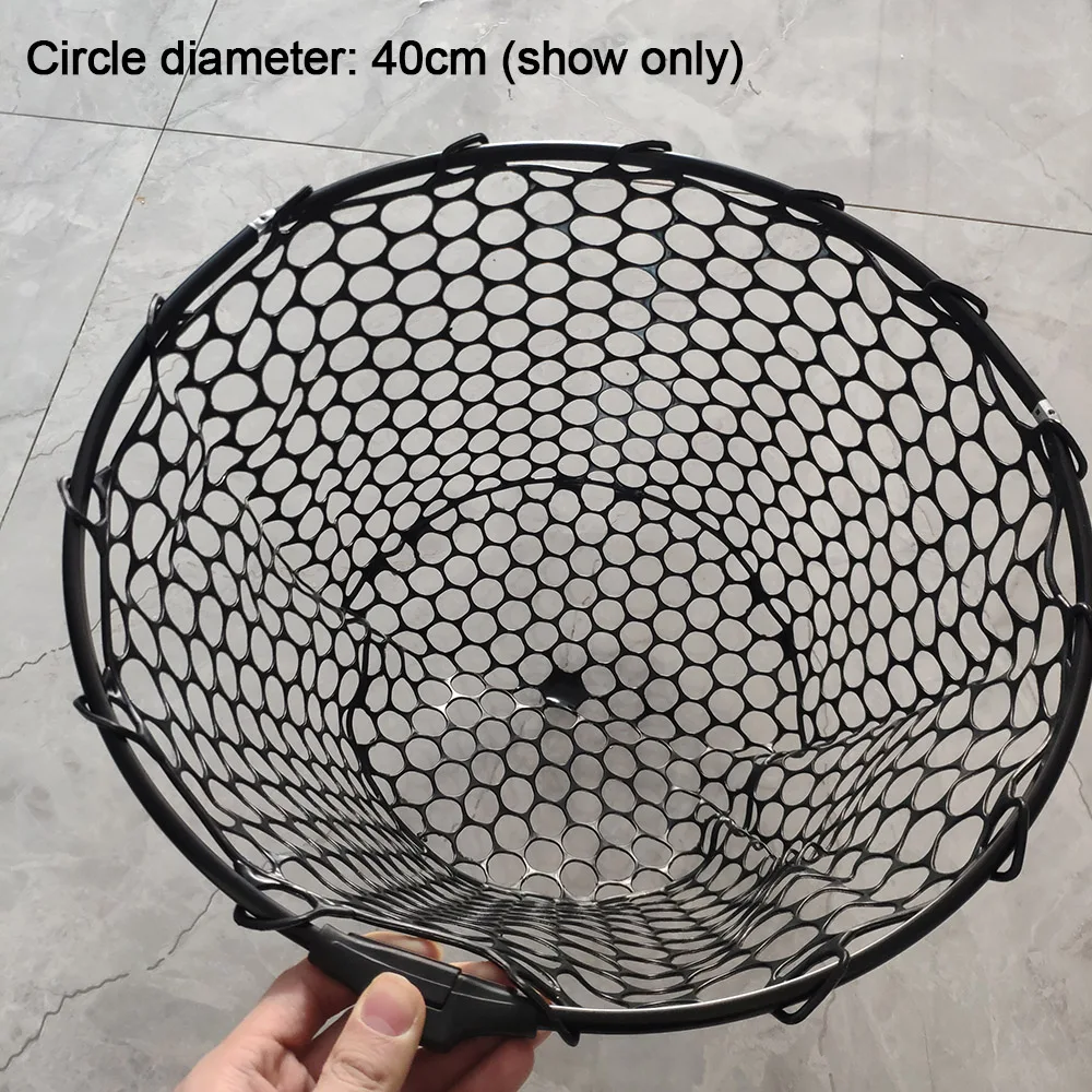 Red de goma pequeña para pesca al aire libre, accesorio de mano, 32cm de profundidad, color negro, sin anillo - imagen 4