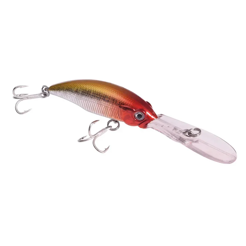 Señuelo de pesca Minnow de buceo, labios largos, 10cm, 8g, Wobblers flotantes, cebo duro Artificial con 6, 1 ud. # Gancho para Bass Pike Crankbait - imagen 5