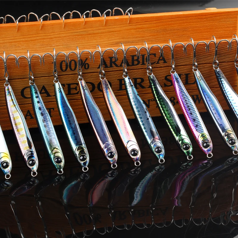 Señuelo de Pesca con plantilla de Metal, trabajo mágico, 30g, 40g, 60g, Color de ojos 3D, Señuelos de Pesca giratorios con láser, anzuelo Jerkbait, cebo Artificial - imagen 5