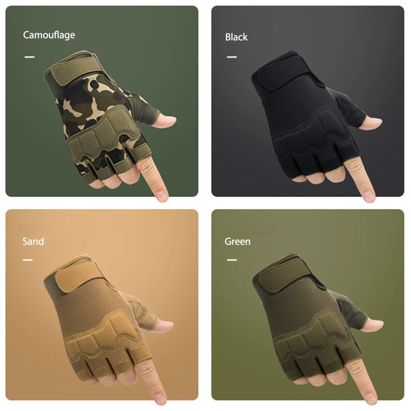 Guantes de medio dedo para pesca, antideslizantes, anticorte, transpirables, protección solar, guantes tácticos para exteriores, equipo de pesca de escalada - imagen 2