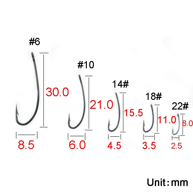 CONTEMPLATOR 50 Uds vástago curvo Ninfa anzuelo de pesca con mosca 3X largo multiusos 6/10/14/18/22 #   Ganchos para atar moscas Stonefly Ninfas Hoppers - imagen 2
