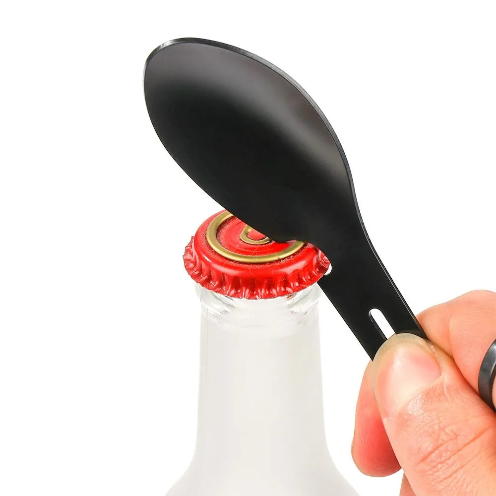 Llave multifunción portátil de acero inoxidable para exteriores, herramienta de supervivencia para acampar, tenedor, cuchara, abridor de latas, 10 en 1 - imagen 3