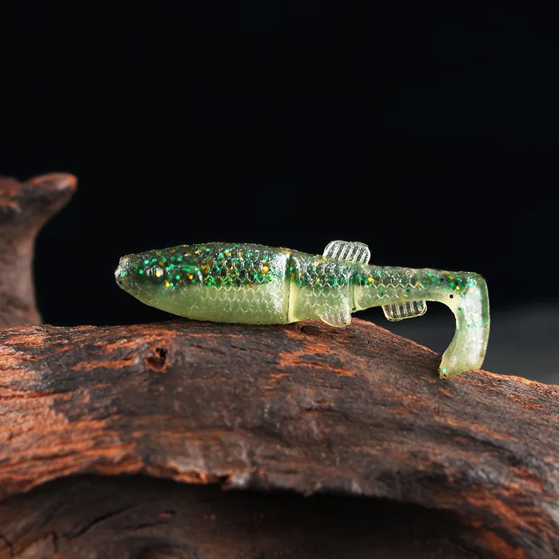 Señuelo de pesca Super Live simulación T cola pez 4,5 cm cebo suave flotador Jig Head gusano señuelos lote 16 piezas venta - imagen 4