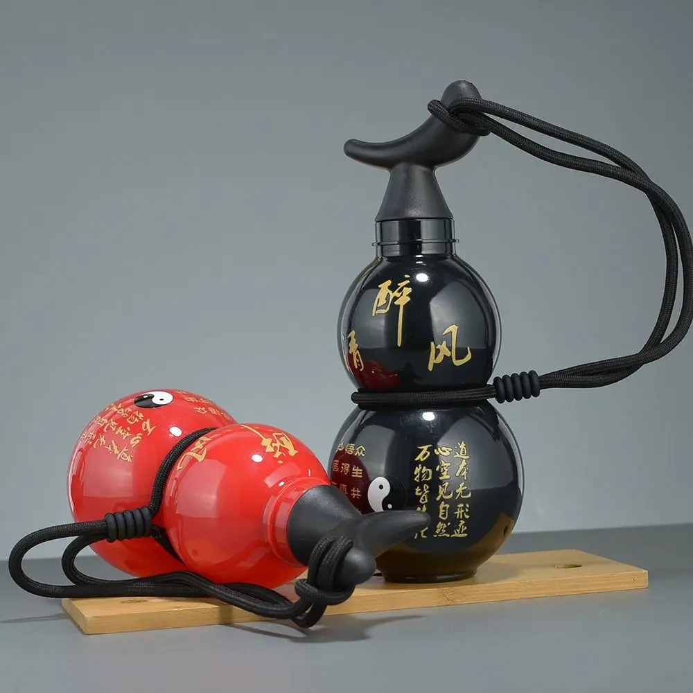 Botella de agua al aire libre en forma de calabaza Wu Kong, taza de agua portátil de estilo chino, botella de bebida de calabaza con estampado en caliente tradicional - imagen 5