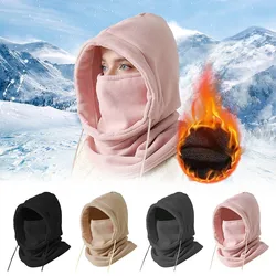 Nuevo Gorro de invierno de lana Polar más cálido con gorros con cordón, gorros de máscara de esquí gruesos de cara completa, gorros para exteriores