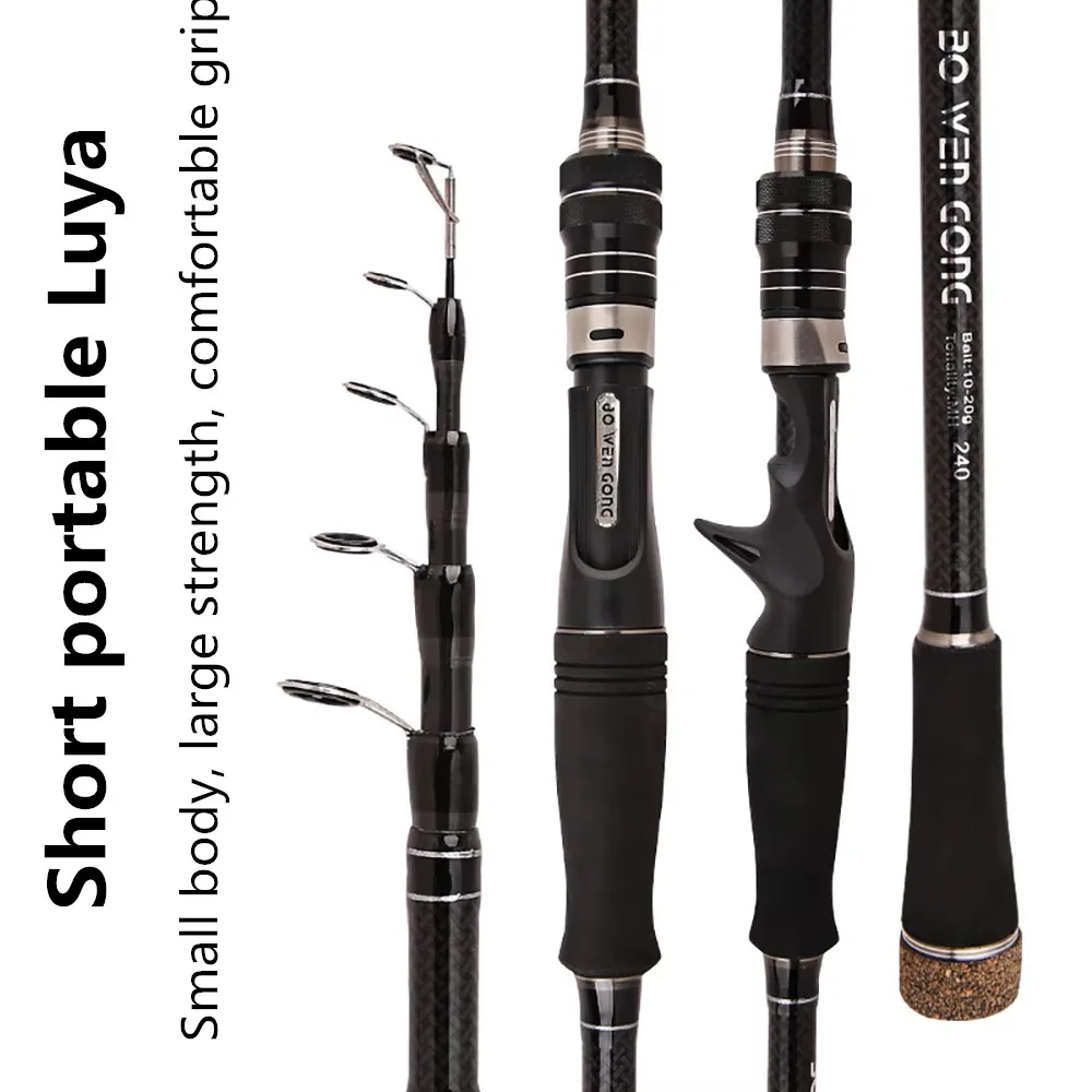 Pesca de trucha al aire libre con lanzadera giratoria, caña de pescar telescópica portátil de fibra de carbono ultraligera, caña de lanzamiento de señuelo - imagen 3