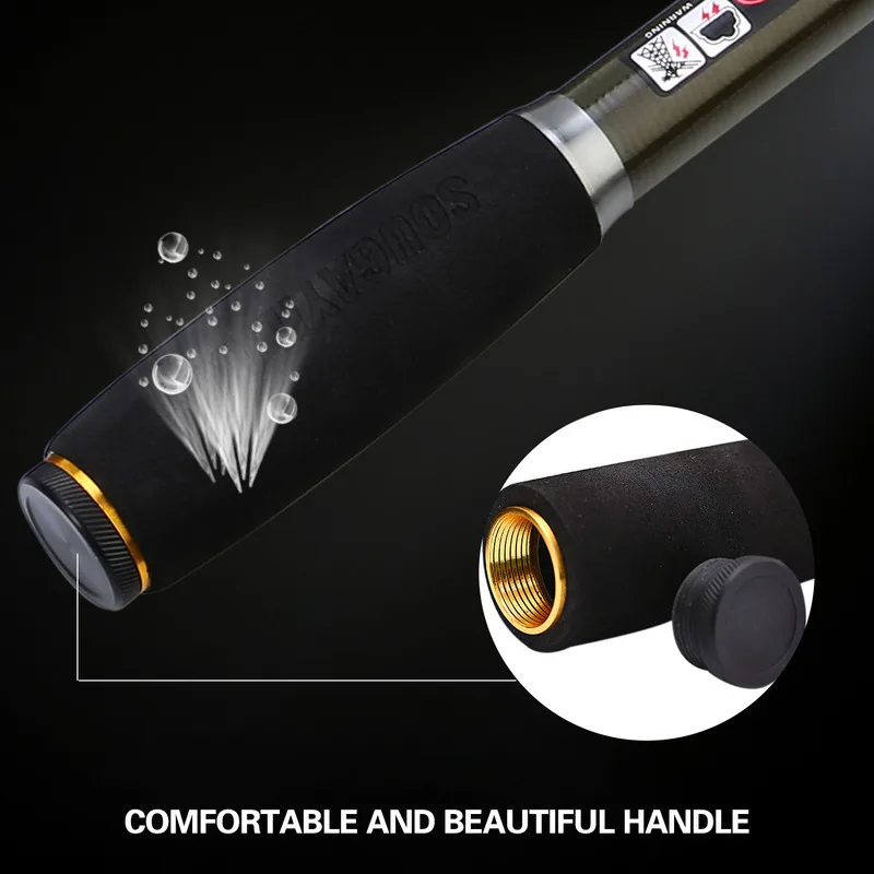 Sougayilang, caña de pescar giratoria telescópica de 1,8-3,3 M, caña de pescar portátil de fibra de carbono 99%, aparejos de Pesca de caña de mar - imagen 5