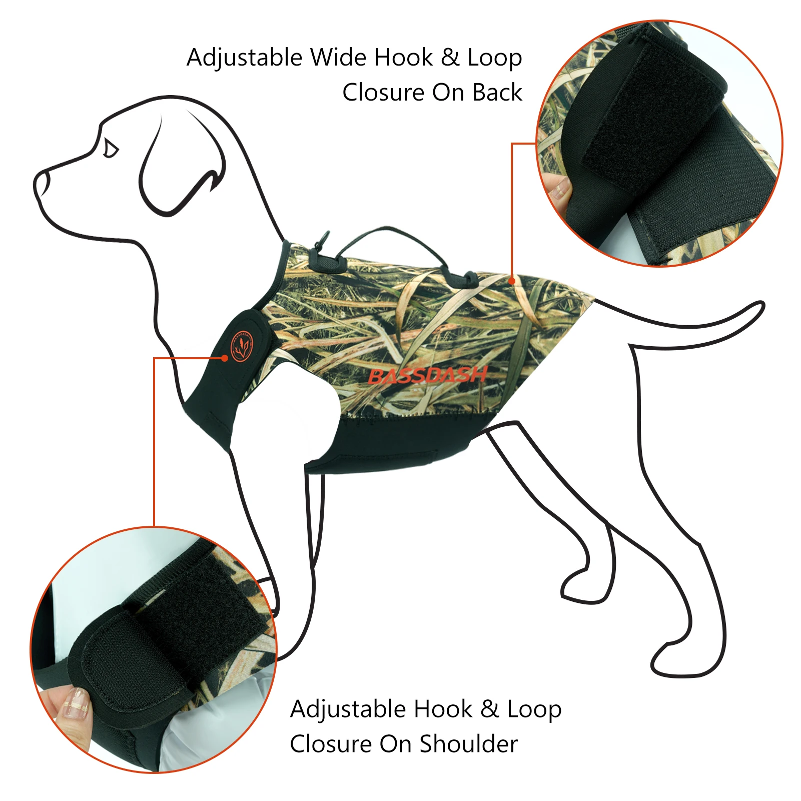 Bassdash-Chaleco de caza ajustable de neopreno para perro, protección de pecho impermeable, Camuflaje - imagen 2