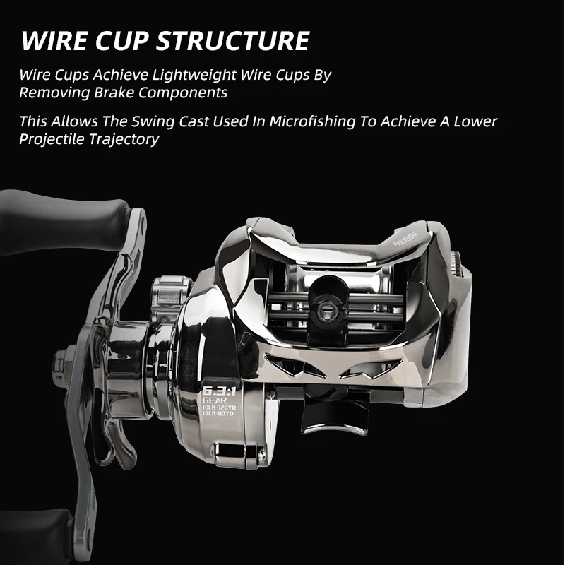 Carrete de pesca MEREKING KURADO Baitcasting 6,3: 1 relación de engranaje de alta velocidad 10Kg arrastre máximo bobina de pesca con freno magnético de agua dulce y salada - imagen 4