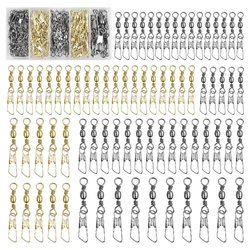 Kit giratorio de pesca, 75 Uds., barril rodante, giratorios con broche de seguridad, conector de pesca de alta resistencia, aparejos de pesca giratorios