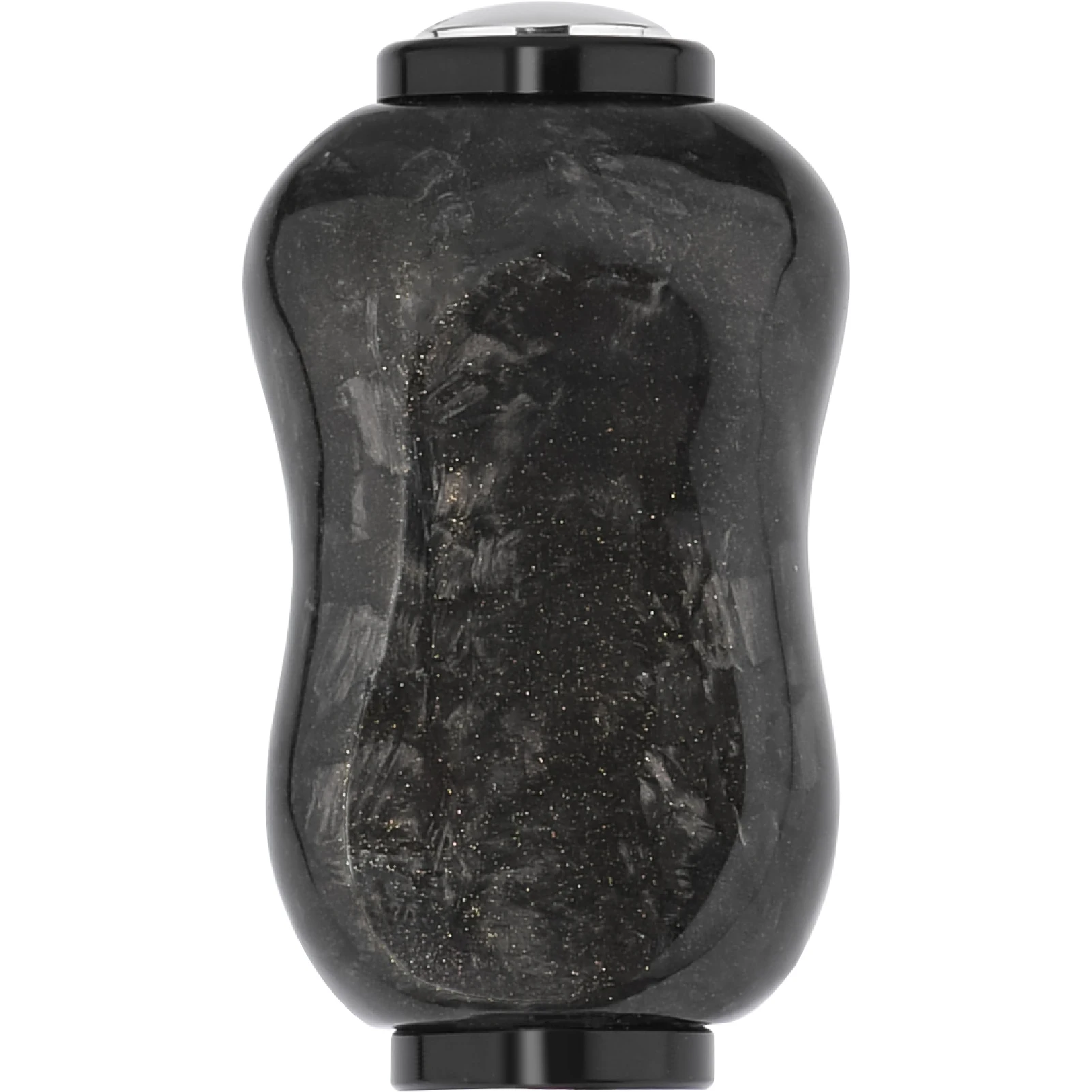 Este elegante jarrón negro presenta un acabado brillante con un brillo sutil que agrega un toque de sofisticación a cualquier decoración