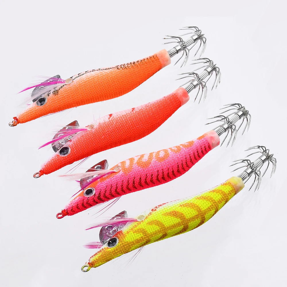 4 Señuelos de Pesca, Señuelo de Camarón Envuelto, Señuelo de Pulpo, Señuelos de Madera, Señuelo de Calamar, Anzuelos de Pesca, 8.3CM 7.2G 2.0 # - imagen 4