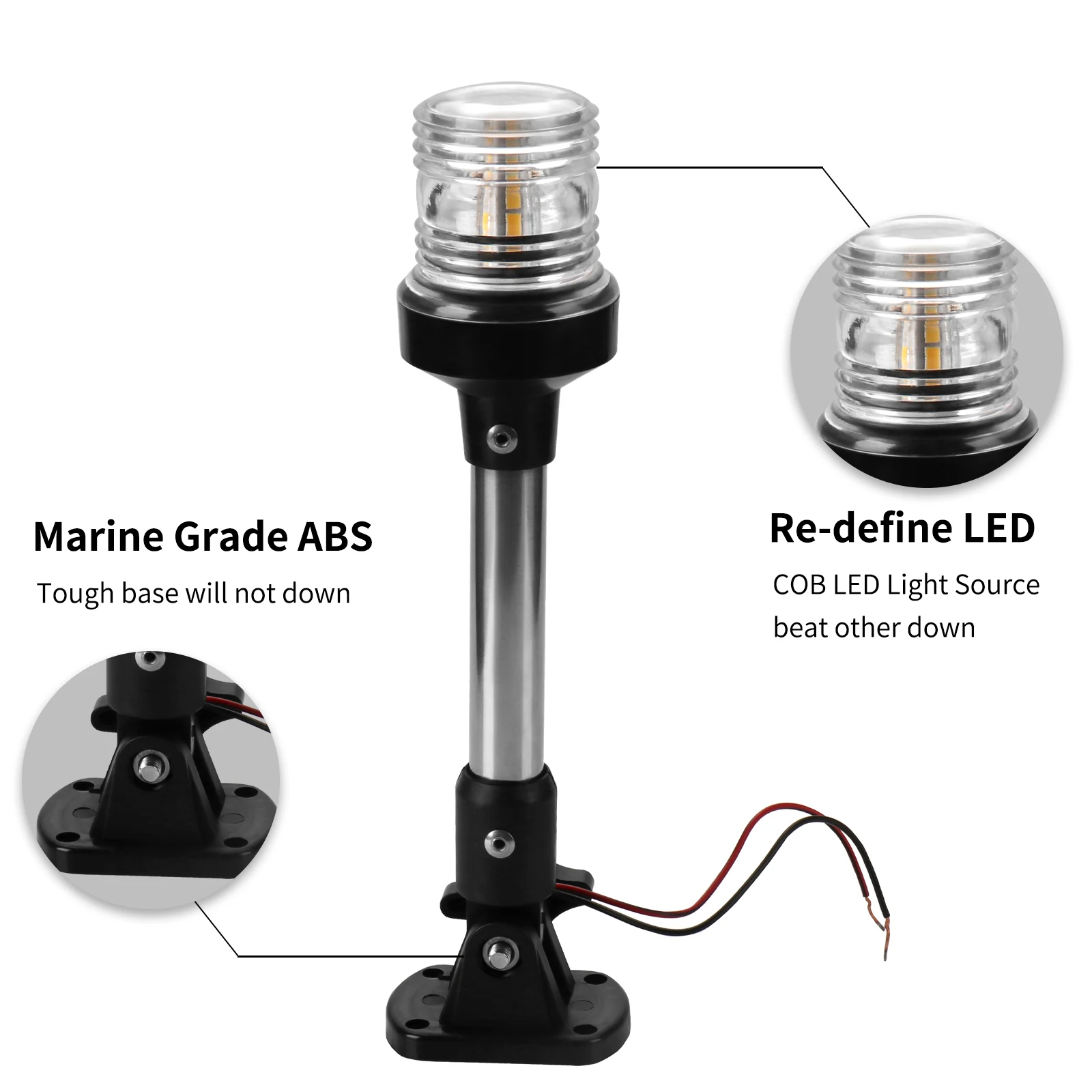 Luces de popa Led de 9 pulgadas para barcos, luz de anclaje para barcos, товы© о Wenaнь на кеtek Navigation 12-24V, luz de popa impermeable para barcos - imagen 2