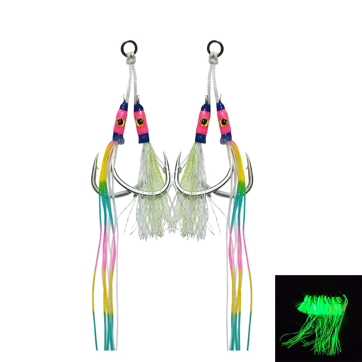 Anzuelo de ayuda de Jigging lento, anzuelo doble de plumas 1/0 2/0 3/0 4/0 5/0 6/0, anzuelos de pesca, anzuelo doble - imagen 4