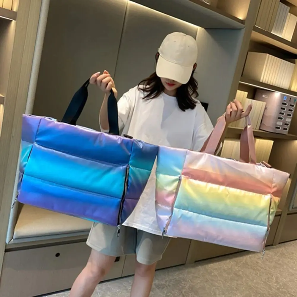 Bolsa deportiva de gran capacidad para mujer, bolsa ligera de hombro suave para esterilla de Yoga, separación en seco y húmedo, bolsa de natación impermeable plegable - imagen 4