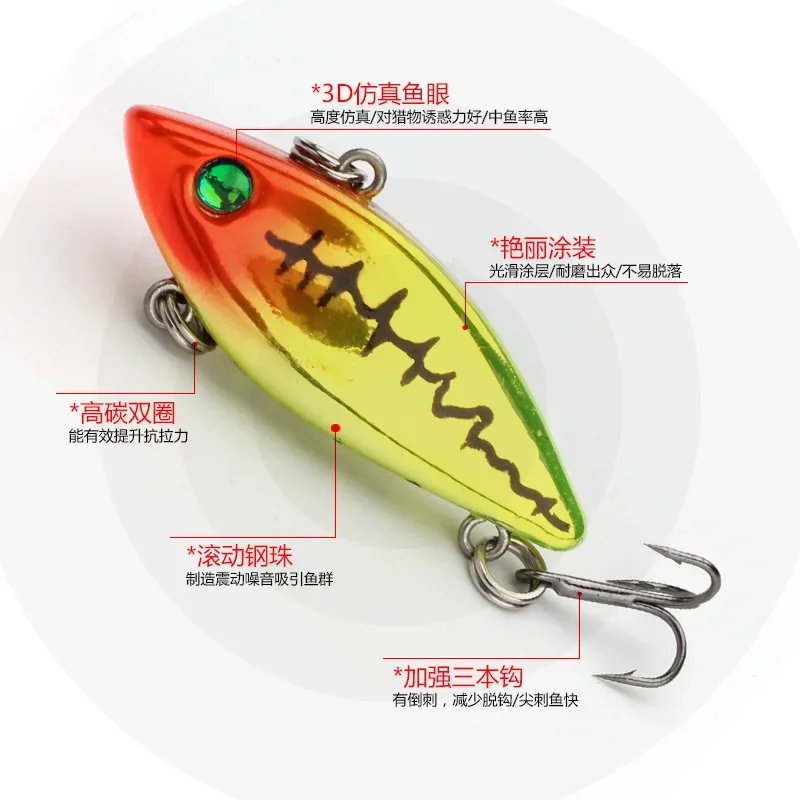 1 unidad de temperatura de vibración 40mm 4g señuelo de pesca hundido de fundición larga VIB pesca de invierno cebo duro sin labios para Lucio - imagen 5