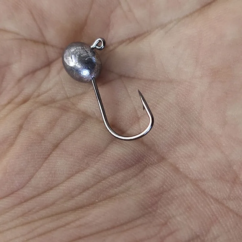 Micro anzuelo de pesca con cabeza de plantilla, anzuelo de pesca en hielo, Mini anzuelo de manivela, aparejos de pesca con señuelo suave, 10 piezas por lote, 2G-5g - imagen 4