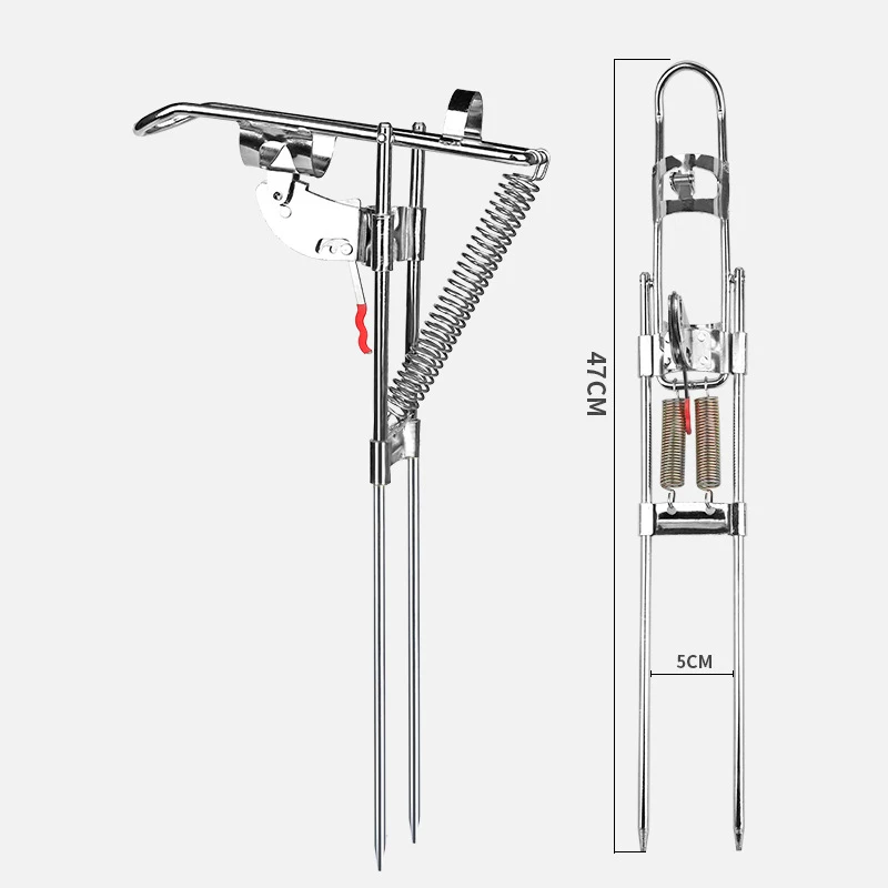 Soporte de caña de pescar con resorte automático, soporte plegable de sensibilidad ajustable de acero inoxidable completo, accesorio de pesca - imagen 3