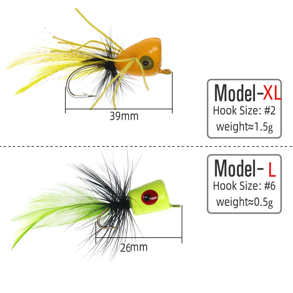 Wifreo-SEÑUELOS artificiales de pesca con mosca Topwater, Kit de anzuelos artificiales para lubina, moscas secas flotantes - imagen 5