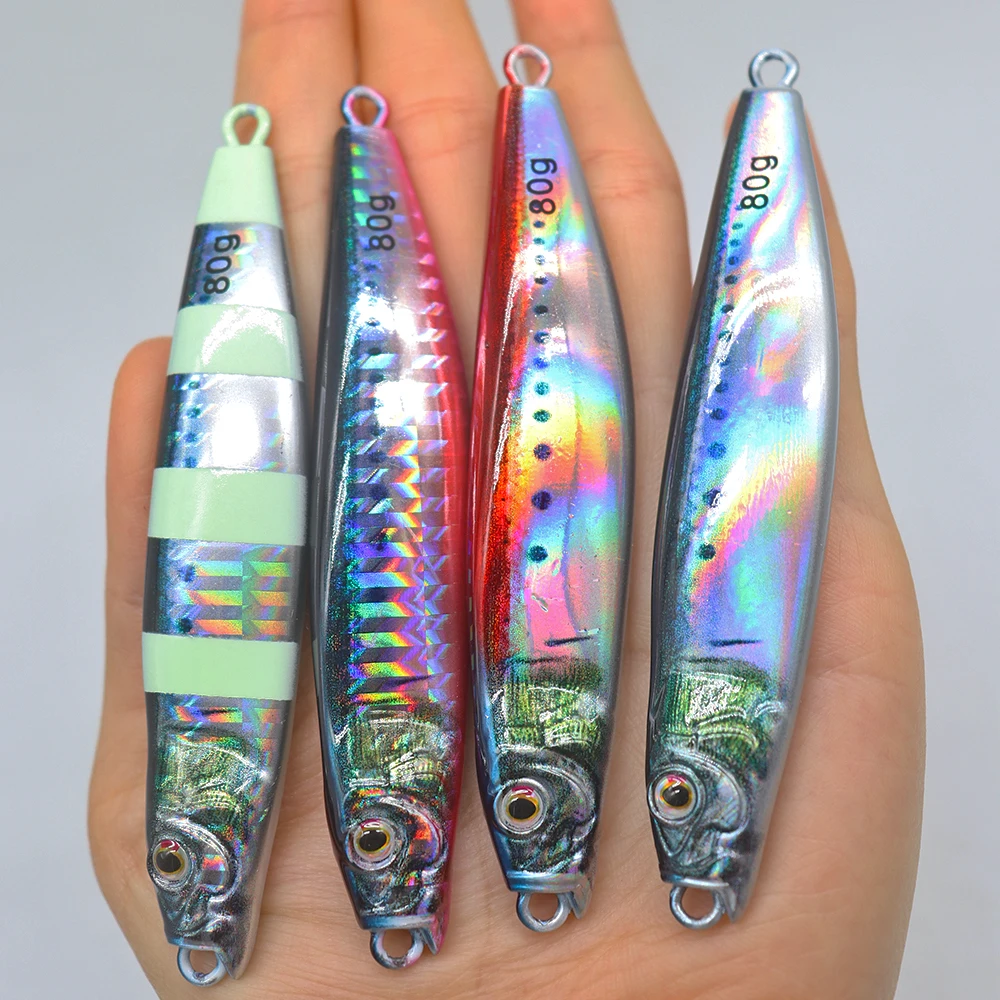 Plantilla de Metal para pesca en el mar, 60g, 80g, impresión 3D, cebo para lubina, aparejos, trucha, costa, arrastre lento, plantillas fundidas, atuna, señuelo de agua salada - imagen 2