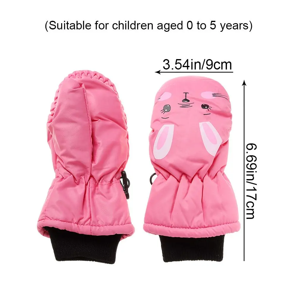 Moda conejo de dibujos animados antideslizante a prueba de viento grueso cálido impermeable guantes deportivos niños guantes de esquí - imagen 5