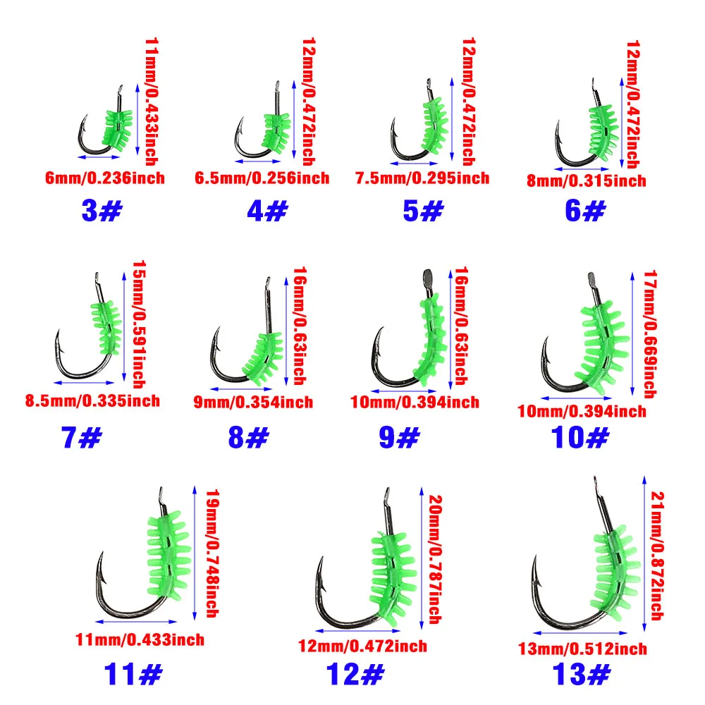 MNFT 33 Uds. Anzuelo de hierba de carpa, nuevo anzuelo biónico de agua, hierba, pescado, púas, dientes fantasma atrevidos y duros, anzuelos de agua dulce y salada ﻿ - imagen 3
