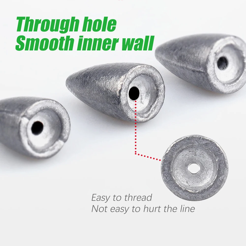 DNDYUJU 10 Uds plomo peso de pesca 2/3,5/5/7/10/14/20g bala plomo peso Jig Head agua dulceTexas Rig Set aparejos de pesca - imagen 5