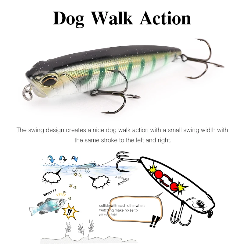 Stickbait Tsurinoya Topwater flotante – Señuelo duro para lubina - imagen 3