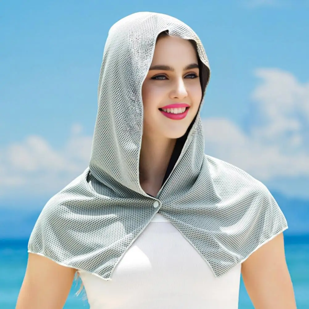 Sudadera con capucha refrescante, toalla para el cuello, protección solar, toalla helada, verano, clima caliente, transpirable, deportes, gimnasio, entrenamiento, chal para la cabeza - imagen 4